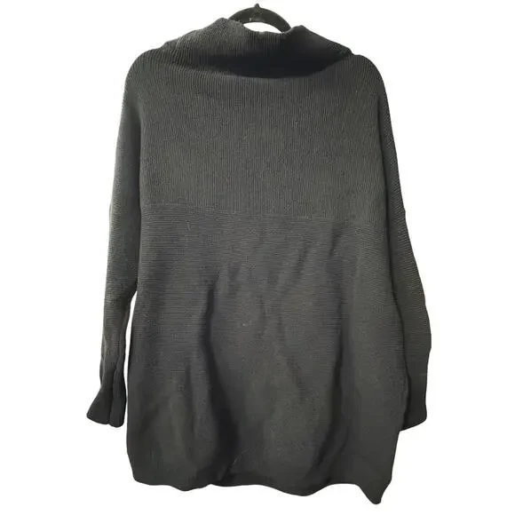 Black Funnel Neck Knit Sweater Small Oversized Minimal - Picture 4 of 6